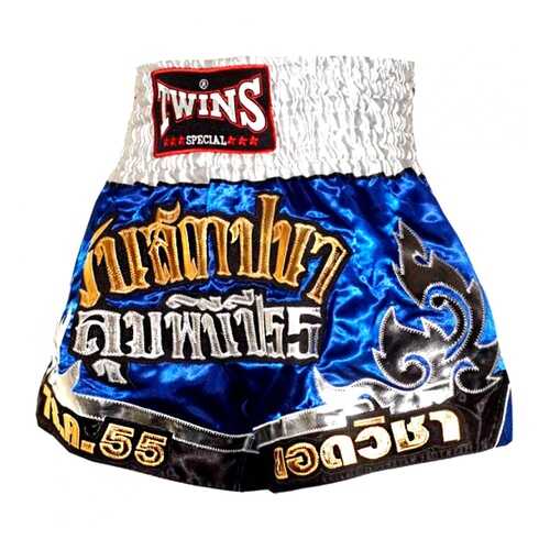 Шорты для тайского бокса Twins T-20 THAI BOXING SHORTS бело-голубые в Триал-Спорт