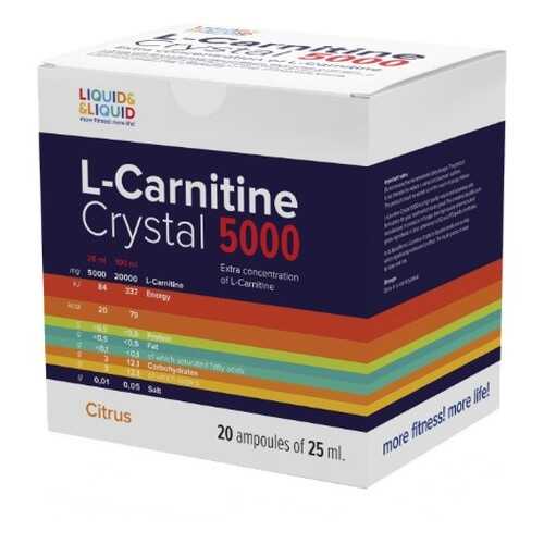 Liquid & Liquid L-Carnitine Crystal 5000, 20 амп, вкус: цитрус в Триал-Спорт