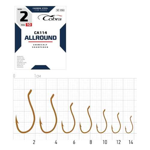 Рыболовные крючки Cobra Allround CA114 №2/0, 3 шт. в Триал-Спорт